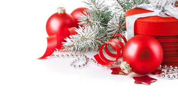 Description: 1920x1080 Wallpaper christmas decorations, gift, red, twig, needles, hoarfrost